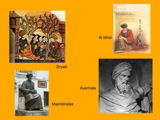 Ziryab
Maimónides
Averroes
Al Idrisi
 