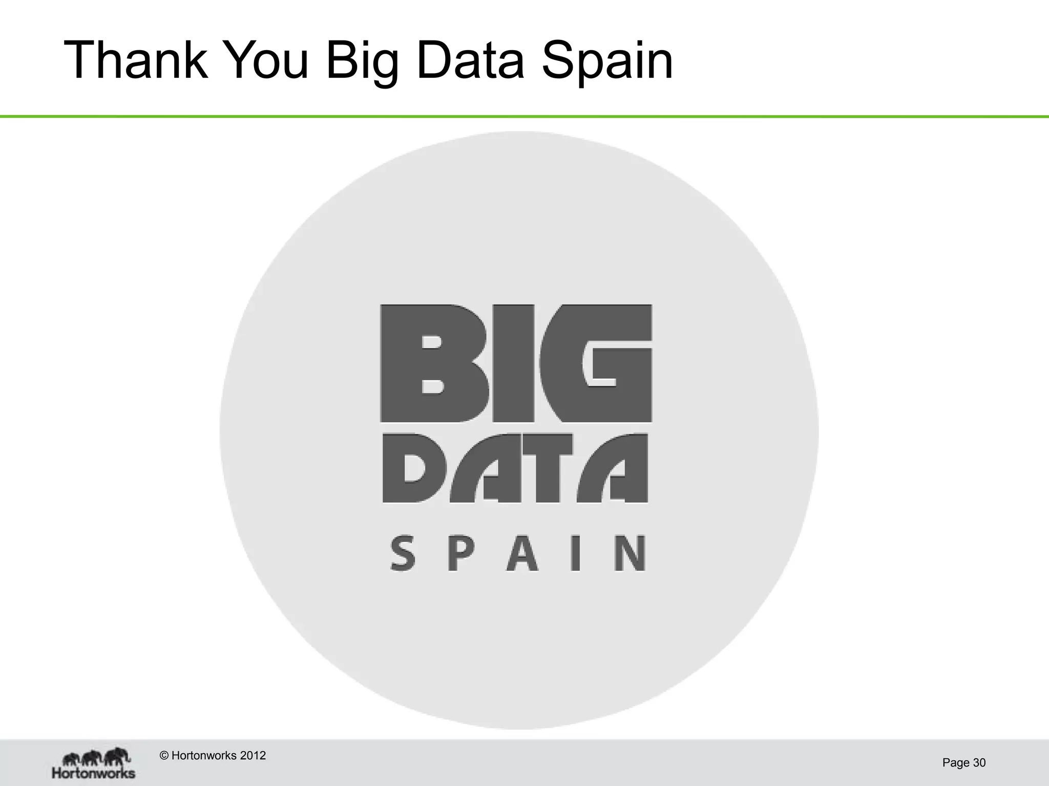 Thank You Big Data Spain




   © Hortonworks 2012
                           Page 30
 