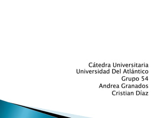 Cátedra Universitaria
Universidad Del Atlántico
Grupo 54
Andrea Granados
Cristian Díaz
 