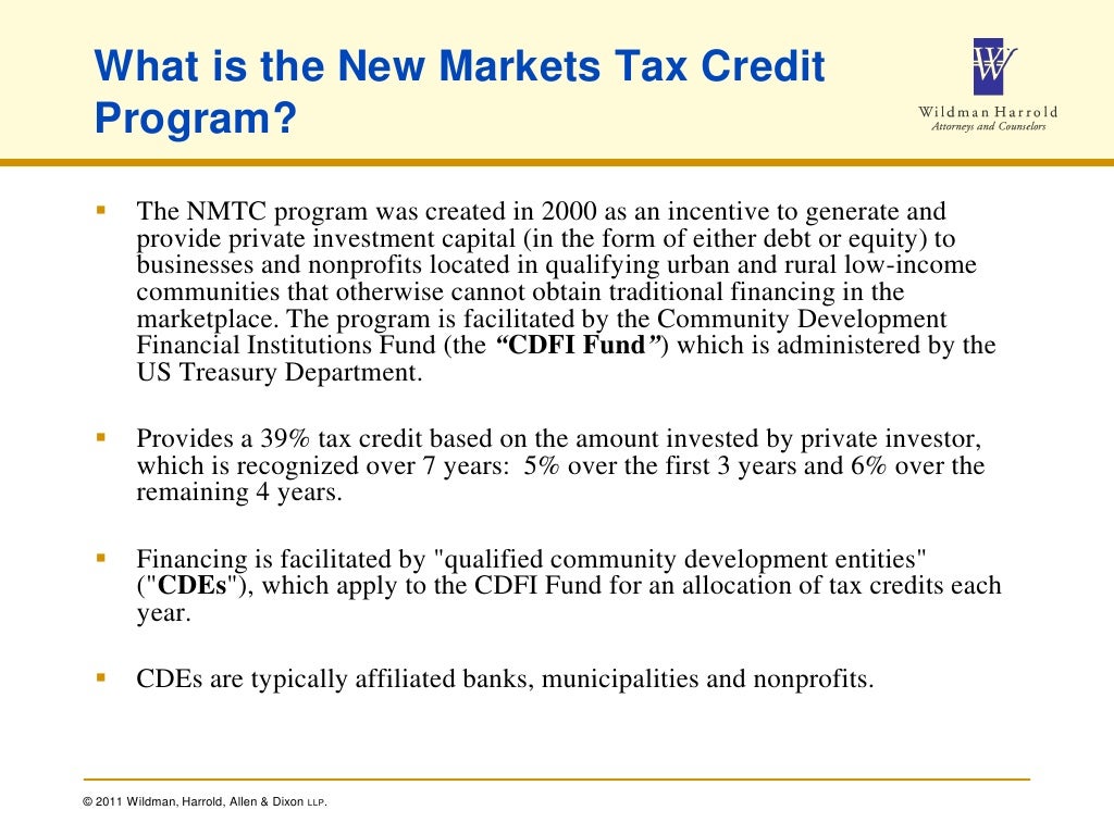 New Market Tax Credits Alan Kennard, Wildman Harrold