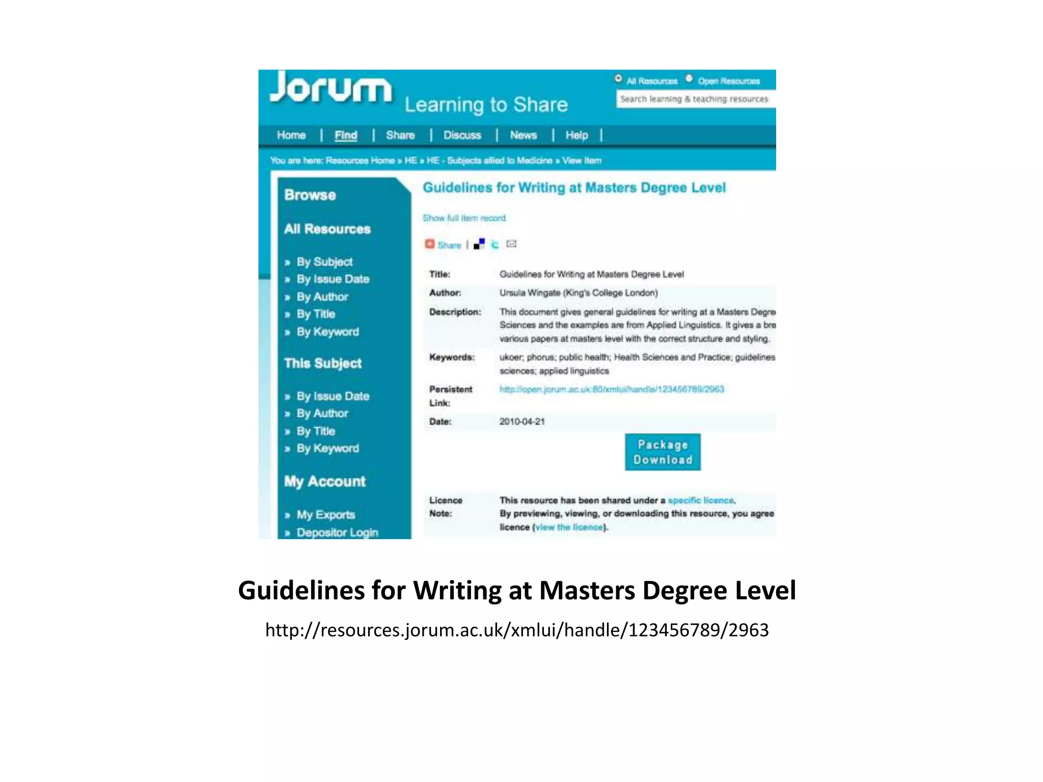 Data-driven OER developmentEnglish for Academic Purposes	“You teach a bit of Shakespeare 	and the present perfect, don’t 	you?”