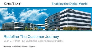 Redefine The Customer Journey
Alan J. Porter | Sr. Customer Experience Evangelist
November 16, 2016 | DX Summit | Chicago
 