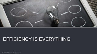13
EFFICIENCY IS EVERYTHING
© 2017 SAP SE / replex - All rights reserved.
 