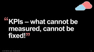 888
KPIs – what cannot be
measured, cannot be
fixed!
“
”
© 2017 SAP SE / replex - All rights reserved.
 