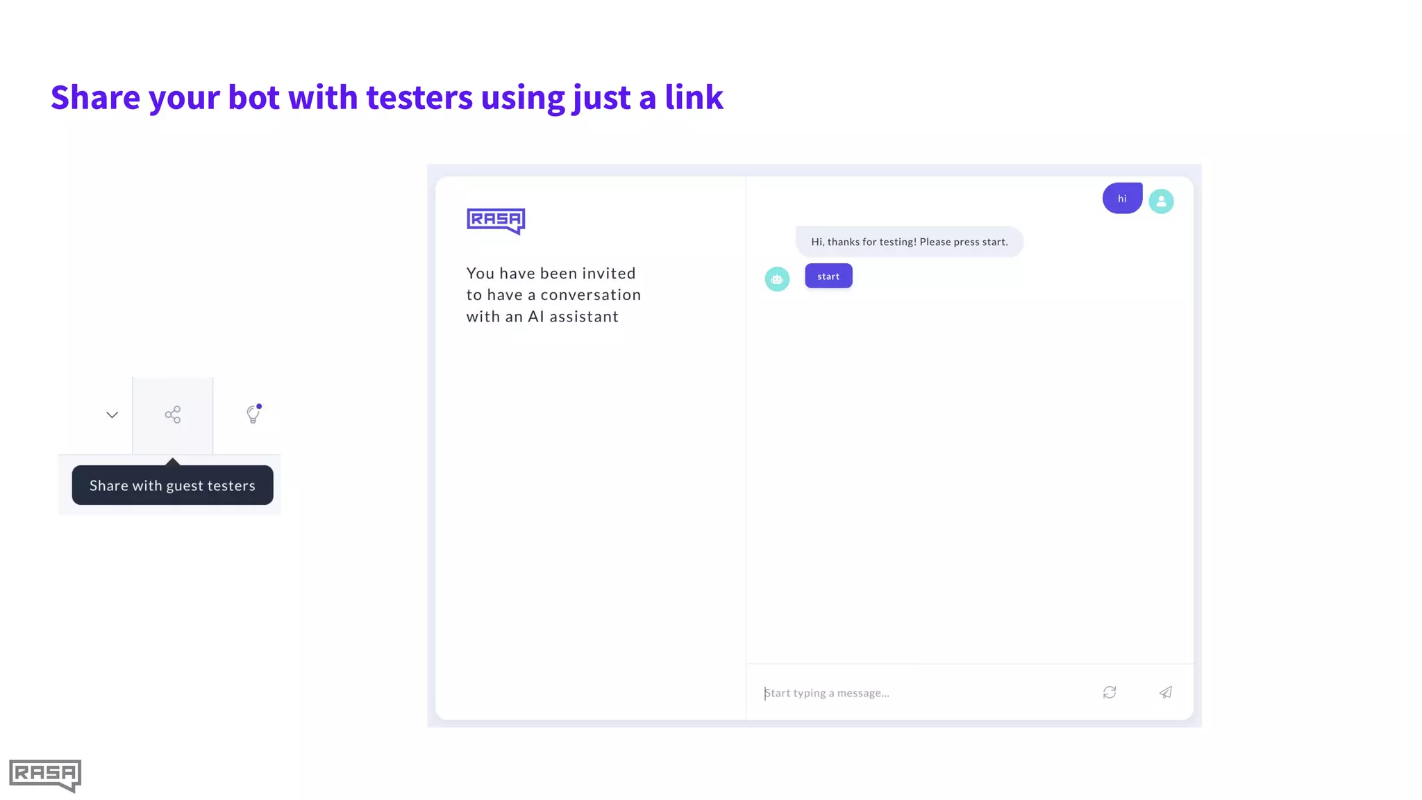 Share your bot with testers using just a link
 