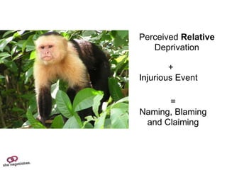 Perceived Relative
   Deprivation

        +
Injurious Event

      =
Naming, Blaming
 and Claiming
 