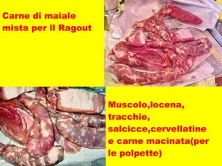 Carne di maiale mista per il Ragout Muscolo,locena, tracchie, salcicce,cervellatine e carne macinata(per le polpette)  