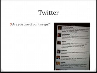 Twitter
0 Are you one of our tweeps?
 