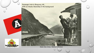 Passenger train in Skagway, AK,
With an Alaska Steamship in the background
 