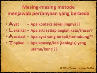 © 2013 - Yayasan Lembaga SABDA
 