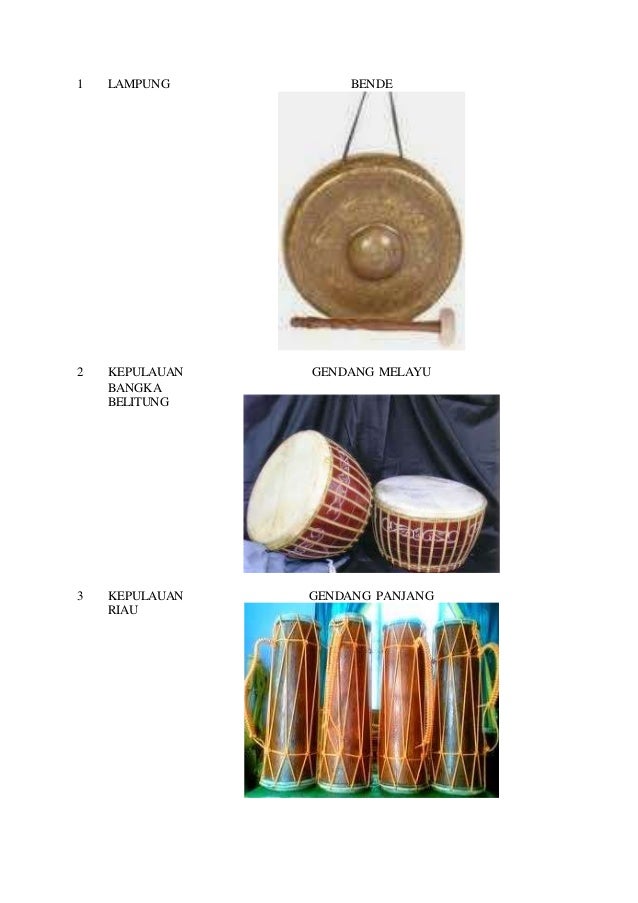 Alat musik dan asal daerah