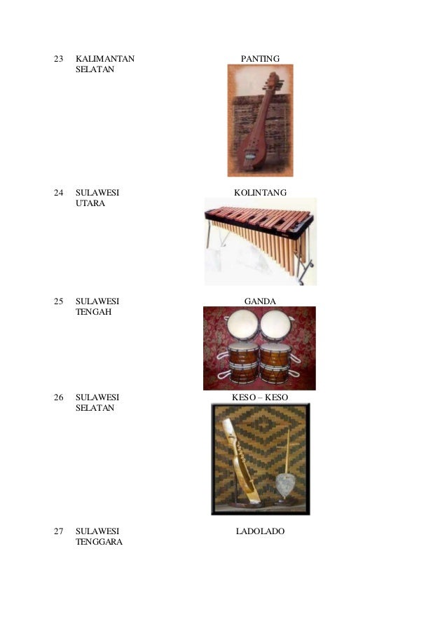 Alat musik dan asal daerah