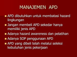 alat pelindung diri apd sanitasi hygine dan keselamatan kerja | PDF