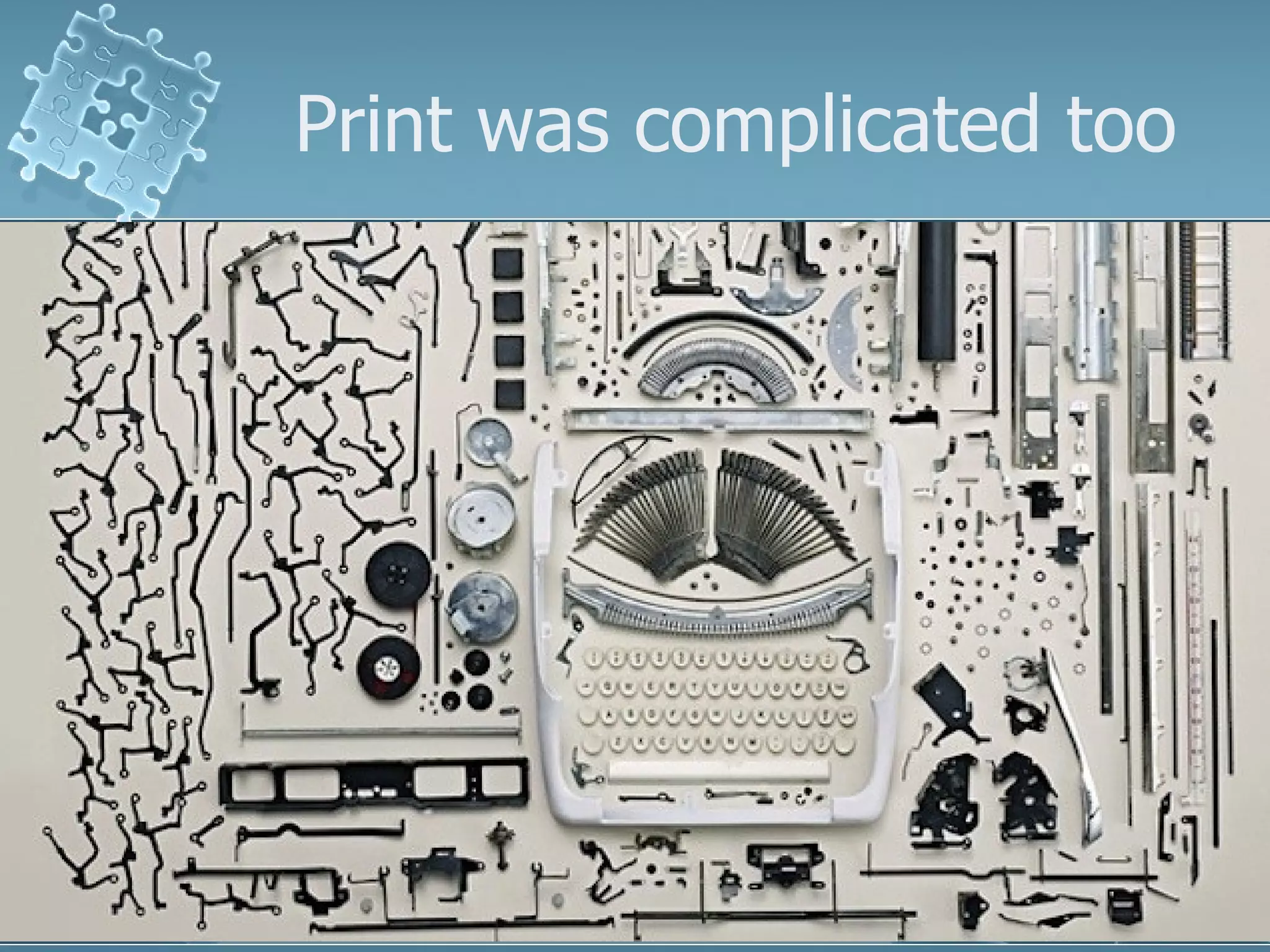 Print was complicated too
 