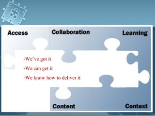 -We’ve got it
-We can get it
-We know how to deliver it
 