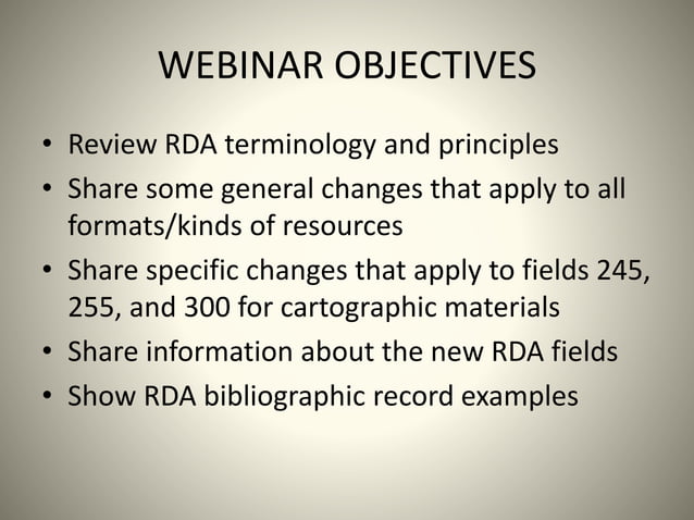 GUIDELINES FOR CATALOGING CARTOGRAPHIC RESOURCES USING RDA visual data 2