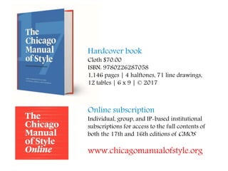 The Chicago Manual of Style, 17th Edition: The University of Chicago Press  Editorial Staff: 9780226287058: : Books
