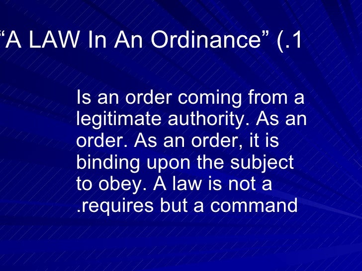 A Law In An Ordinance