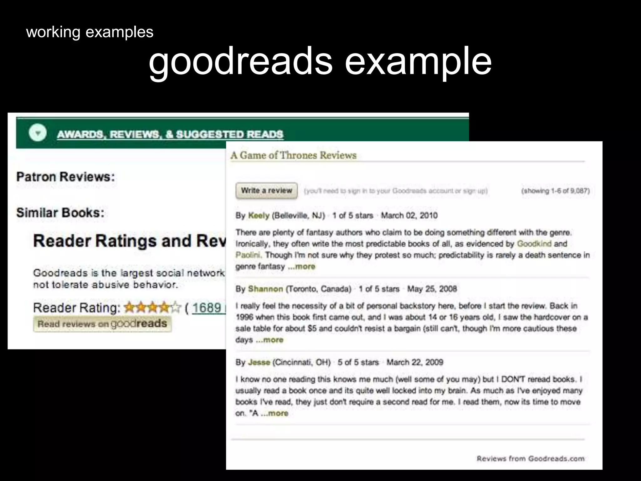 goodreads example
working examples
 