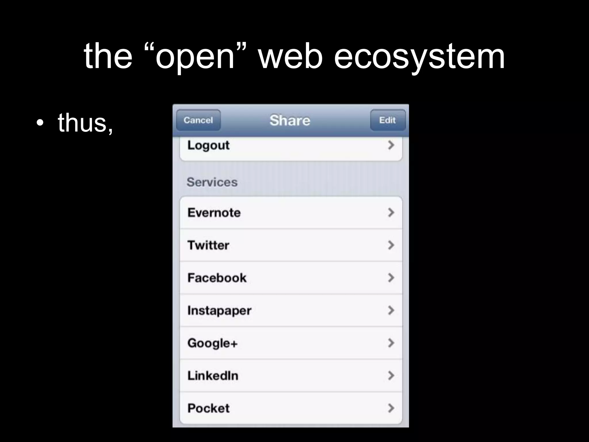 the “open” web ecosystem
• thus,
 