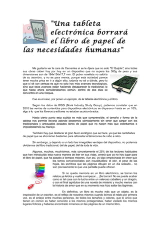 LA TABLETA ELECTRÓNICA Y EL LIBRO DE PAPEL