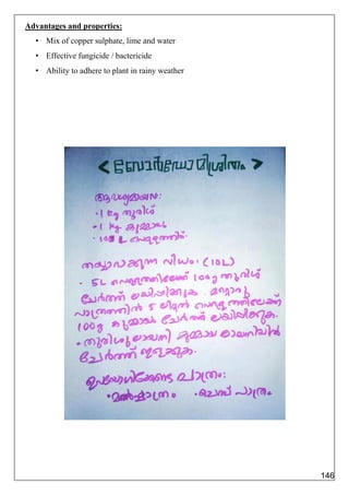 Advantages and properties:
• Mix of copper sulphate, lime and water
• Effective fungicide / bactericide
• Ability to adhere to plant in rainy weather
146
 