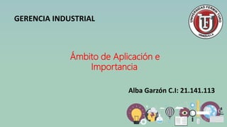 GERENCIA INDUSTRIAL
Ámbito de Aplicación e
Importancia
Alba Garzón C.I: 21.141.113
 