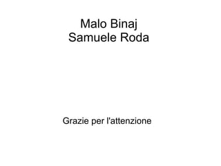 Malo Binaj
Samuele Roda
Grazie per l'attenzione
 
