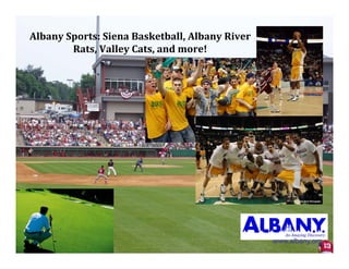 AlbanySports:SienaBasketball,AlbanyRiver
        Rats,ValleyCats,andmore!
        Rats ValleyCats andmore!




                                                 www.albany.org
 