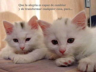 Que la alegría es capaz de cambiar
y de transformar cualquier cosa, pues...
 