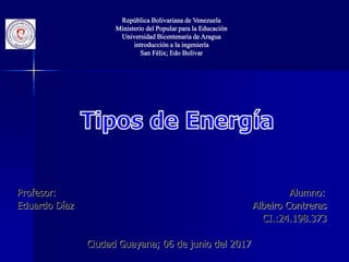 Profesor: Alumno:
Eduardo Díaz Albeiro Contreras
CI.:24.198.373
Ciudad Guayana; 06 de junio del 2017
 