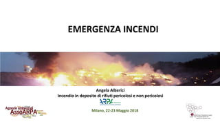 Milano, 22-23 Maggio 2018
EMERGENZA INCENDI
Angela Alberici
Incendio in deposito di rifiuti pericolosi e non pericolosi
AGENZIA
 