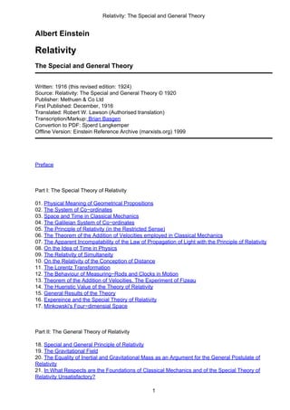 Albert Einstein Relativity