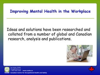 Solutions for Improving Mental Health in the Workplace | PPT