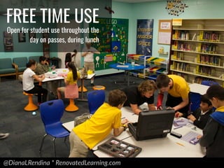 @DianaLRendina * RenovatedLearning.com
FREE TIME USE
Open for student use throughout the
day on passes, during lunch
 