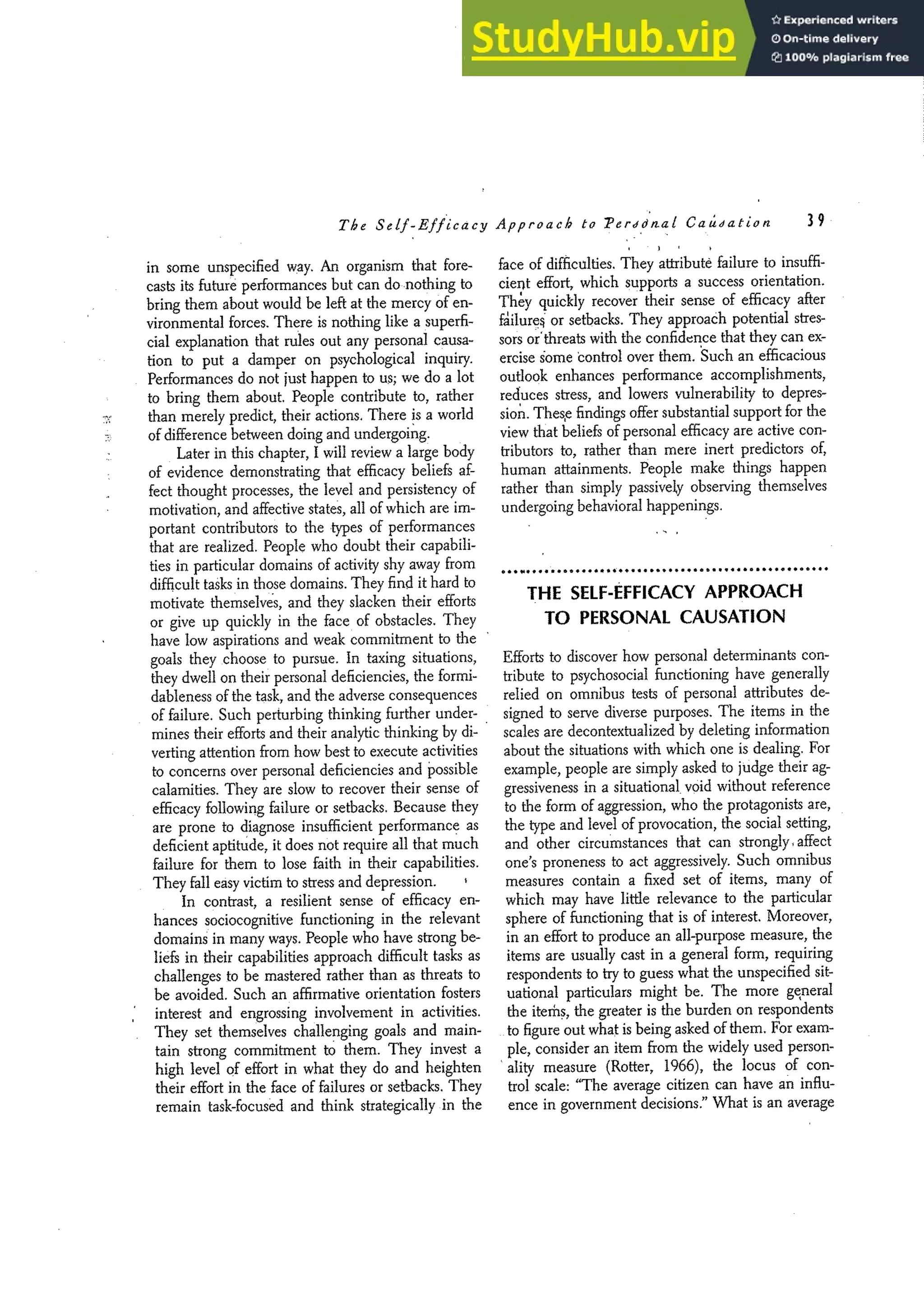 SELF EFFICACY THE EXERCISE OF CONTROL visual data 3