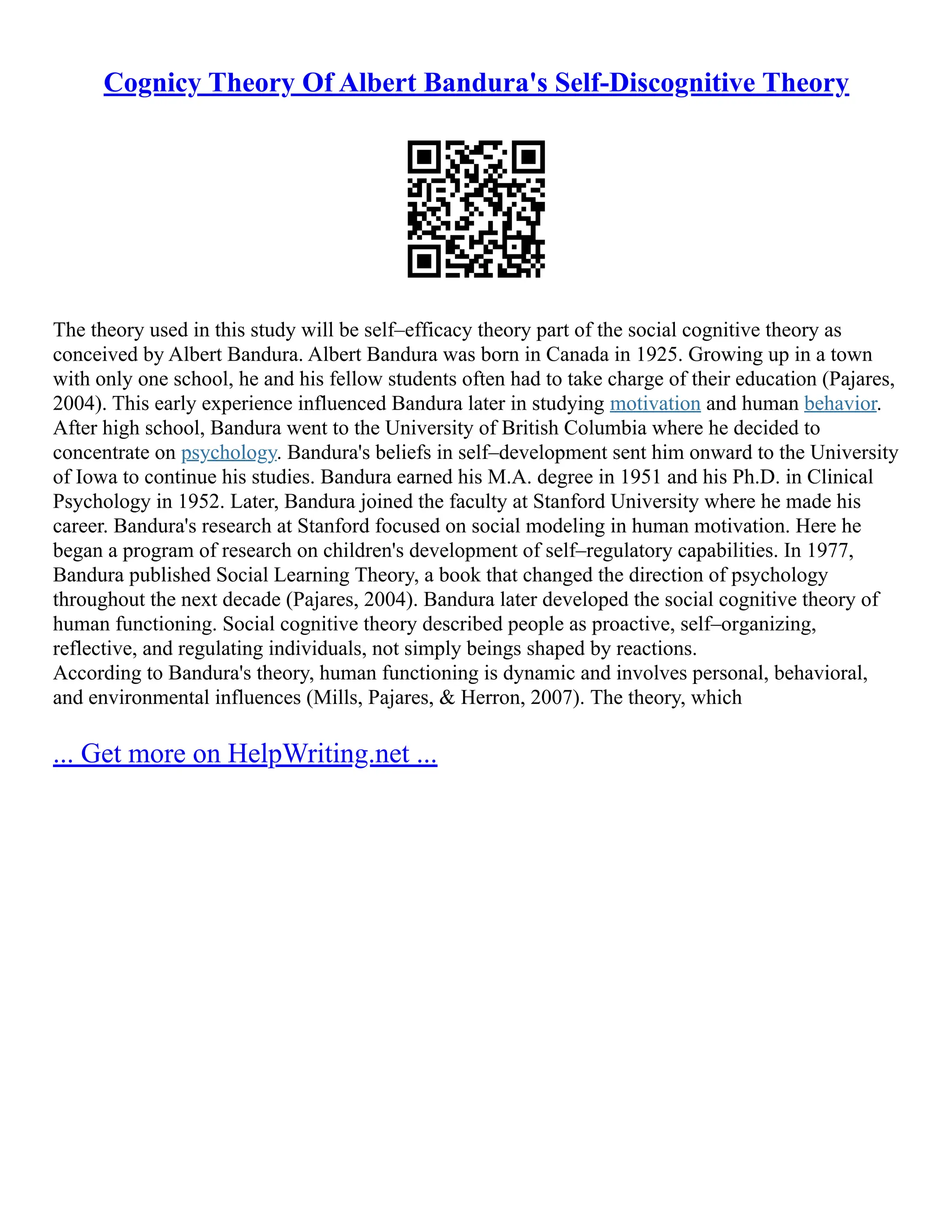Albert Bandura Theory | PDF