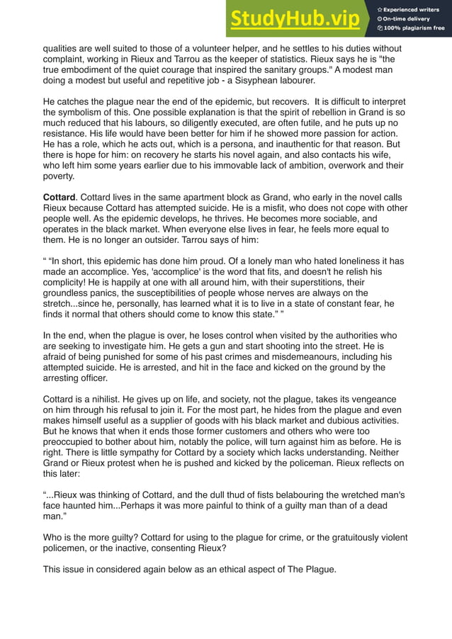 Albert camus the plague summary and commentary from an existentialist