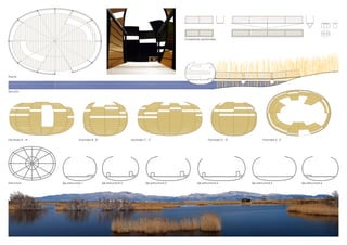Estructura Eje estructural 1 Eje estructural 2 Eje estructural 3 Eje estructural 4 Eje estructural 5 Eje estructural 6
Planta
Sección
Conexiones peatonales
Fachada A - A’ Fachada B - B’ Fachada C - C’ Fachada D - D’ Fachada E - E’
 