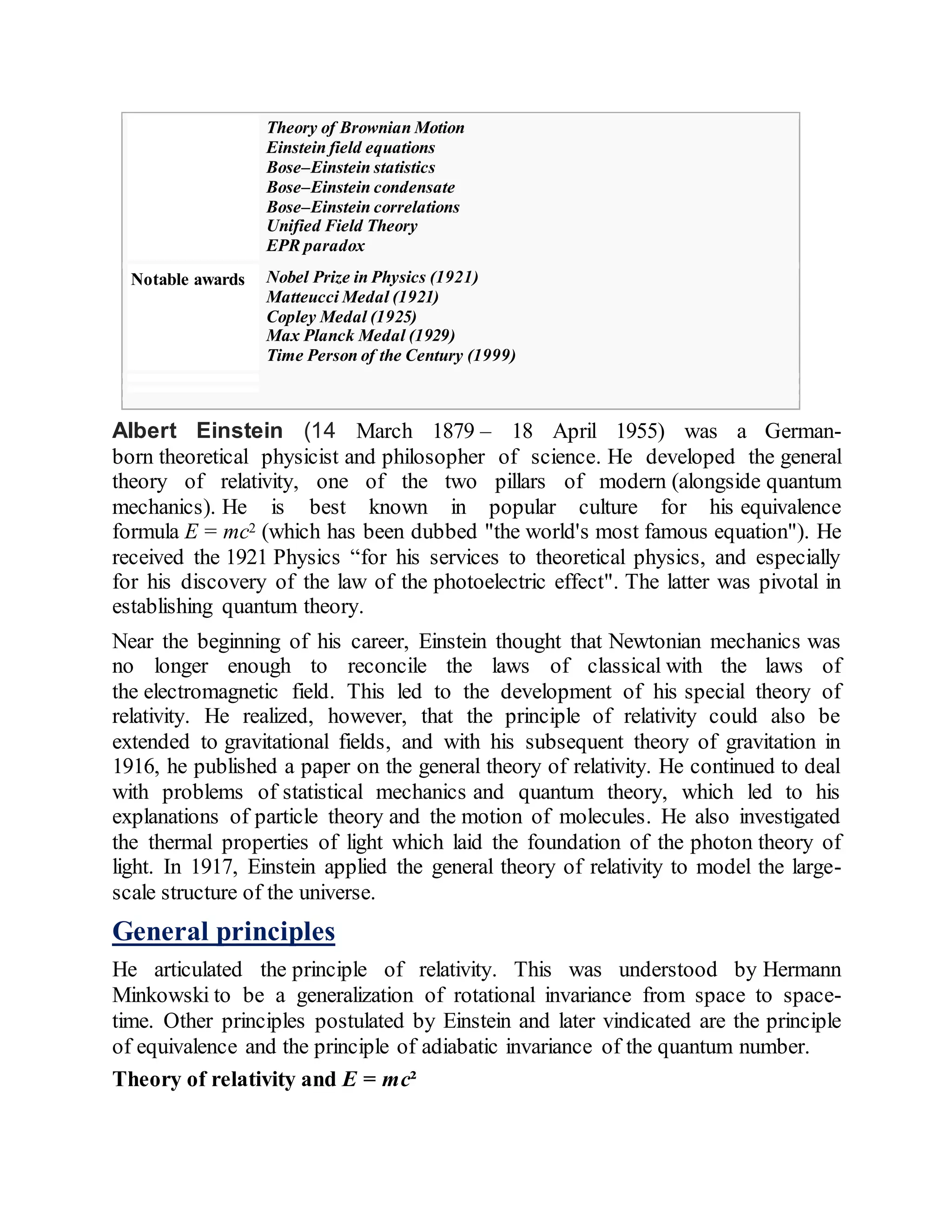 Albert einstein | PDF