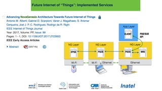 layer. The client application is a sink for the raw data measured by sensing devices. In the next s
describe these new services proposed in this paper to extend NovaGenesis towards IoT.
Fig. 5. Layer stack for NG IoT model. Wi-Fi can be replace by IEEE802.15.4, Bluetooth low energy (BLE
Future Internet of “Things”: Implemented Services
 