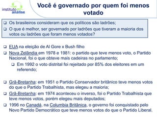 A maioriaNo sistema distrital é possível ter a maioria com 25% dos votos: