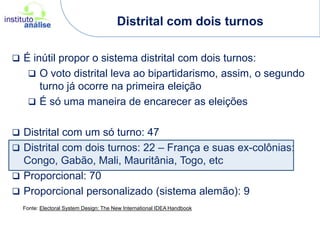 Grã-Bretanha: em 1951 o Partido Conservador britânico teve menos votos do que o Partido Trabalhista, mas elegeu a maioria;