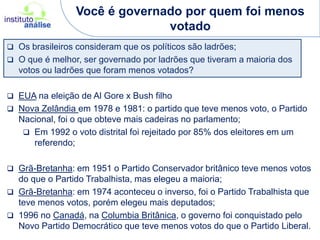 A maioriaNo sistema distrital é possível ter a maioria com 25% dos votos: