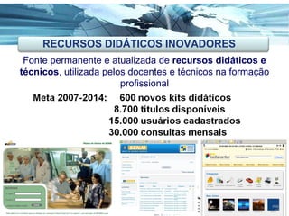 Fonte permanente e atualizada de  recursos didáticos e técnicos , utilizada pelos docentes e técnicos na formação profissional RECURSOS DIDÁTICOS INOVADORES 
