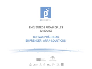 ENCUENTROS PROVINCIALES JUNIO 2009 BUENAS PRÁCTICAS EMPRENDER: ARPA-SOLUTIONS  