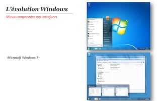 L’évolution Windows
Mieux comprendre nos interfaces




Microsoft Windows 7
 