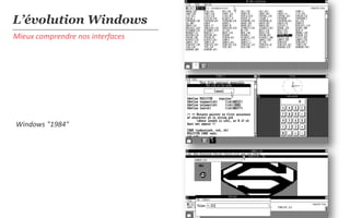 L’évolution Windows
Mieux comprendre nos interfaces




Windows "1984"
 