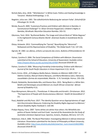 Albinism In The Social Sciences And Humanities A Bibliography | PDF