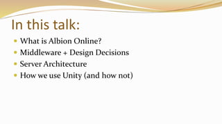 Albion Online - Software Architecture of an MMO (talk at Quo Vadis 2016,  Berlin)